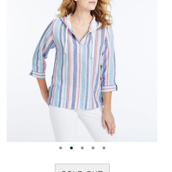 LL Bean Linen Hooded Top - Picture 6 of 6